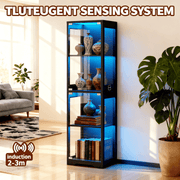 single door glass display cabinet 4 tier 3 led lights smart