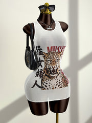 summer womens leopard sleeveless bodycon