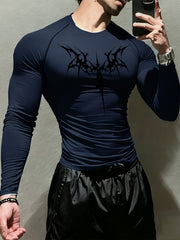 gym workout mens printed long sleeve shirt symbol