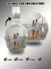 mens custom photo text hooded sweatshirt picture photo