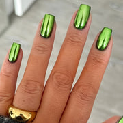 metallic mirror chrome green nail polish burnt high