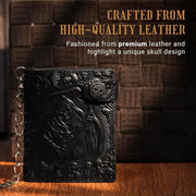 skull gothic chain wallet faux leather punk bifold halloween
