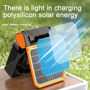 outdoor camping fan portable solar powered dual use fan led