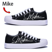 signature unisex couple shoes white low top black