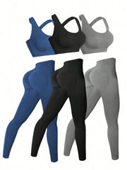 three seamless womens activewear sets high stretch backless