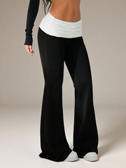 womens casual flared trousers color waistband