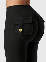 womens high stretch sporty flare yoga pants back waist