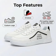 sneakers custom photo image text name black white low top