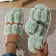 womens plush half toe slippers suitable soft warm indoor non