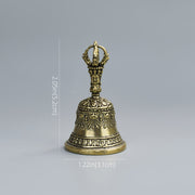one carved bronze bell hand held shaker clapping handle