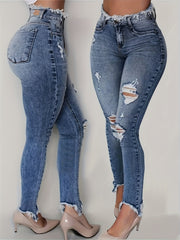 womens fashion irregular ripped jeans womens jeans