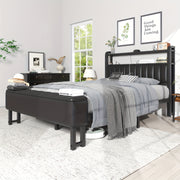 metal platform bed storage upholstered headboard