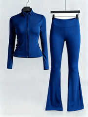 fit sportswear set zipper stand collar long sleeve