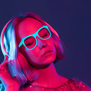 random 16 in dark party glasses neon green purple
