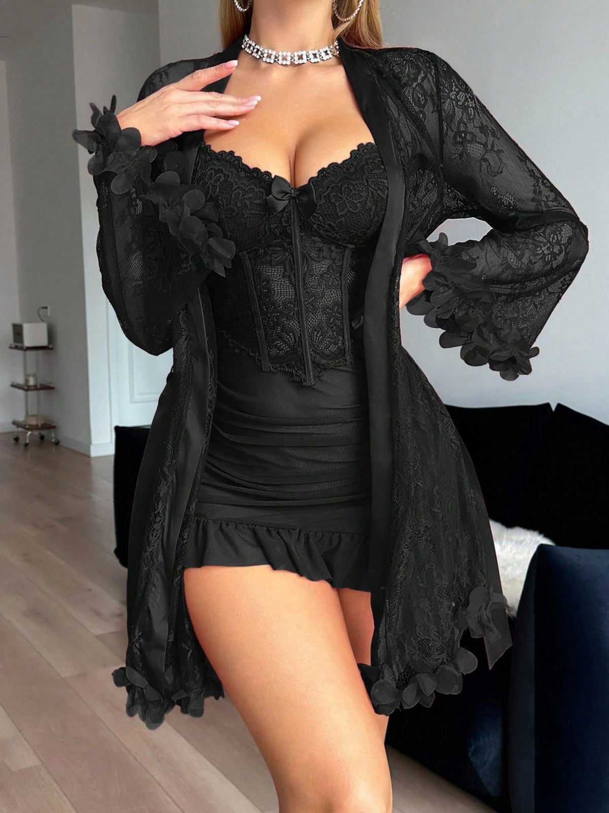 womens lace camisole dress lace trim robe