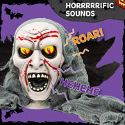 outdoor halloween decoration featuring zombie