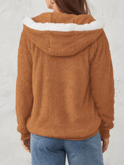 womens fall winter fleece lined hooded jacket zipper elegant