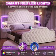 queen size bed frame 2 nightstands mirror modern platform