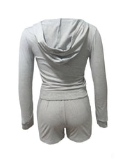 womens casual zip hoodie shorts suit women's