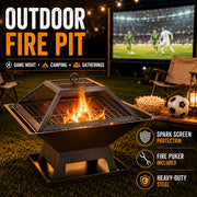 portable 4 in 1 wood burning fire pit removable cooking