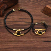 two piece set stylish bohemian style double layer black rope