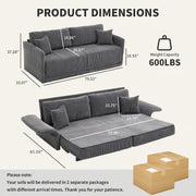 sleeper sofa bed set 2 in 1 convertible 2 seater corduroy