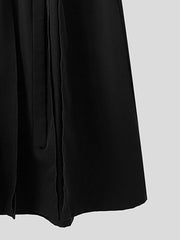men full length skirt elastic waist asymmetric split
