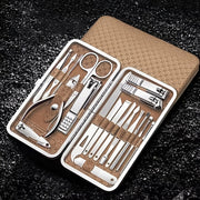golden 19pcs set classic manicure pedicure tool set