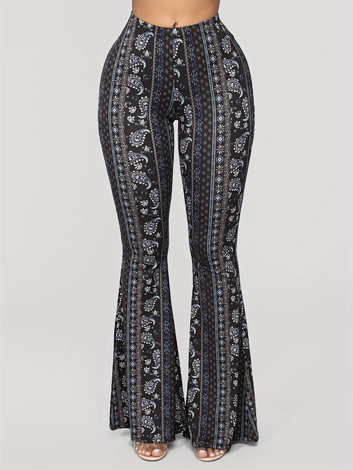 paisley casual flared pants high waisted taboo