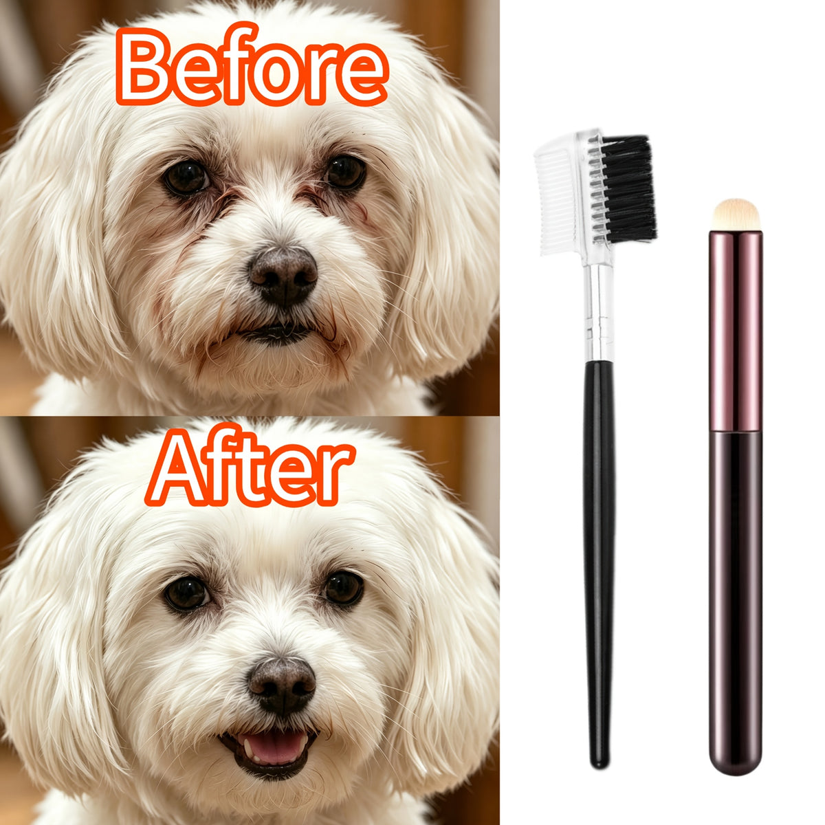 pet deep care kit tear stain brush double