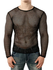 mens long sleeve sheer t shirt fitness breathable