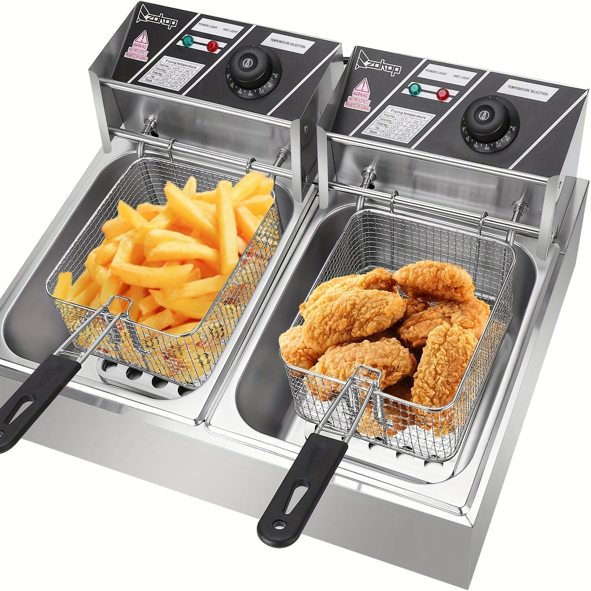 stainless steel 2 baskets lids