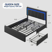 upholstered platform bed frame 4 storage drawers twin full