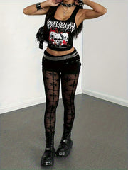 womens shaped velvet mesh sheer leggings