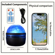 water ripple projection lamp 7 color switching usb powered