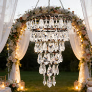 solar hanging crystal chandelier outdoor garden decorative