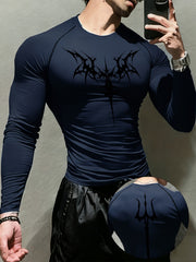 gym workout mens printed long sleeve shirt symbol