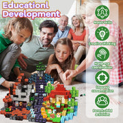 magnetic building block toy lava adventure halloween scene