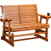 hd outdoor glider bench wood patio glider cup holders porch