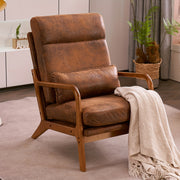 high back century modern accent chair soild wood padding