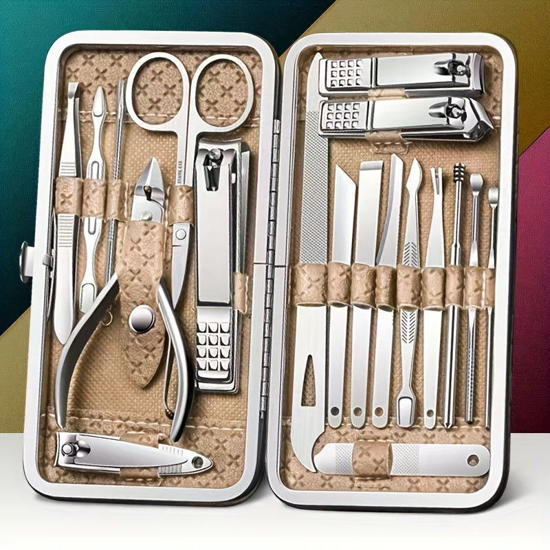 golden 19pcs set classic manicure pedicure tool set