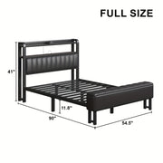 metal platform bed storage upholstered headboard