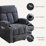 manual recliner chair massage heat soft fabric