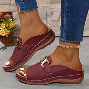 womens metal platform slides wedge sandals