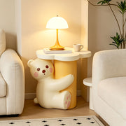 solid handcrafted resin hugging bear figurine side table