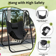 outdoor swing chair a stand featuring a metal hammock