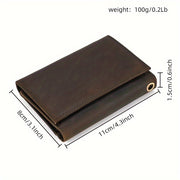 men vintage chain trifold pocket wallet wtih key holder