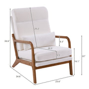 high back century modern accent chair soild wood padding