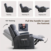 manual recliner chair massage heat soft fabric