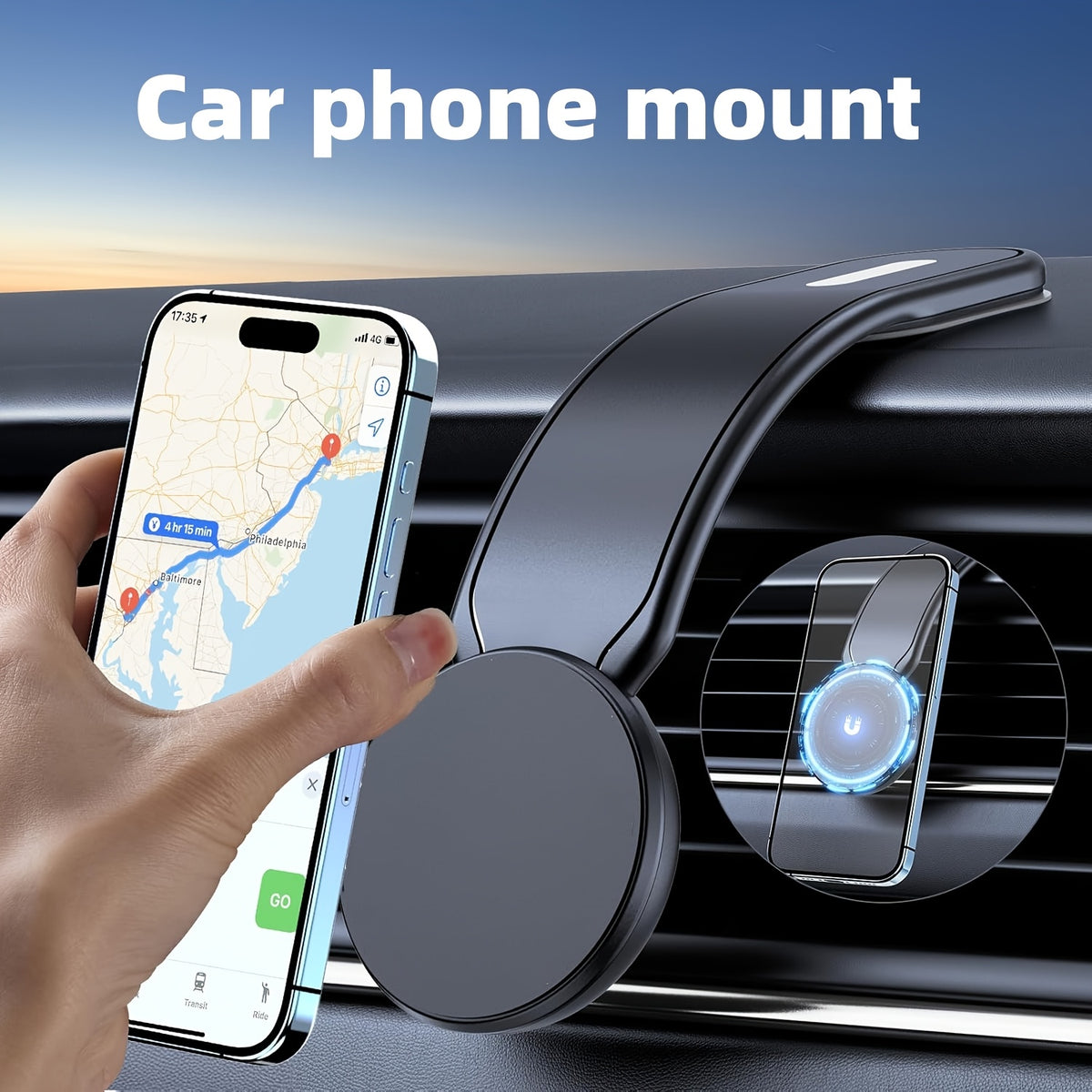 magnetic car phone holder aluminum arm car magnet